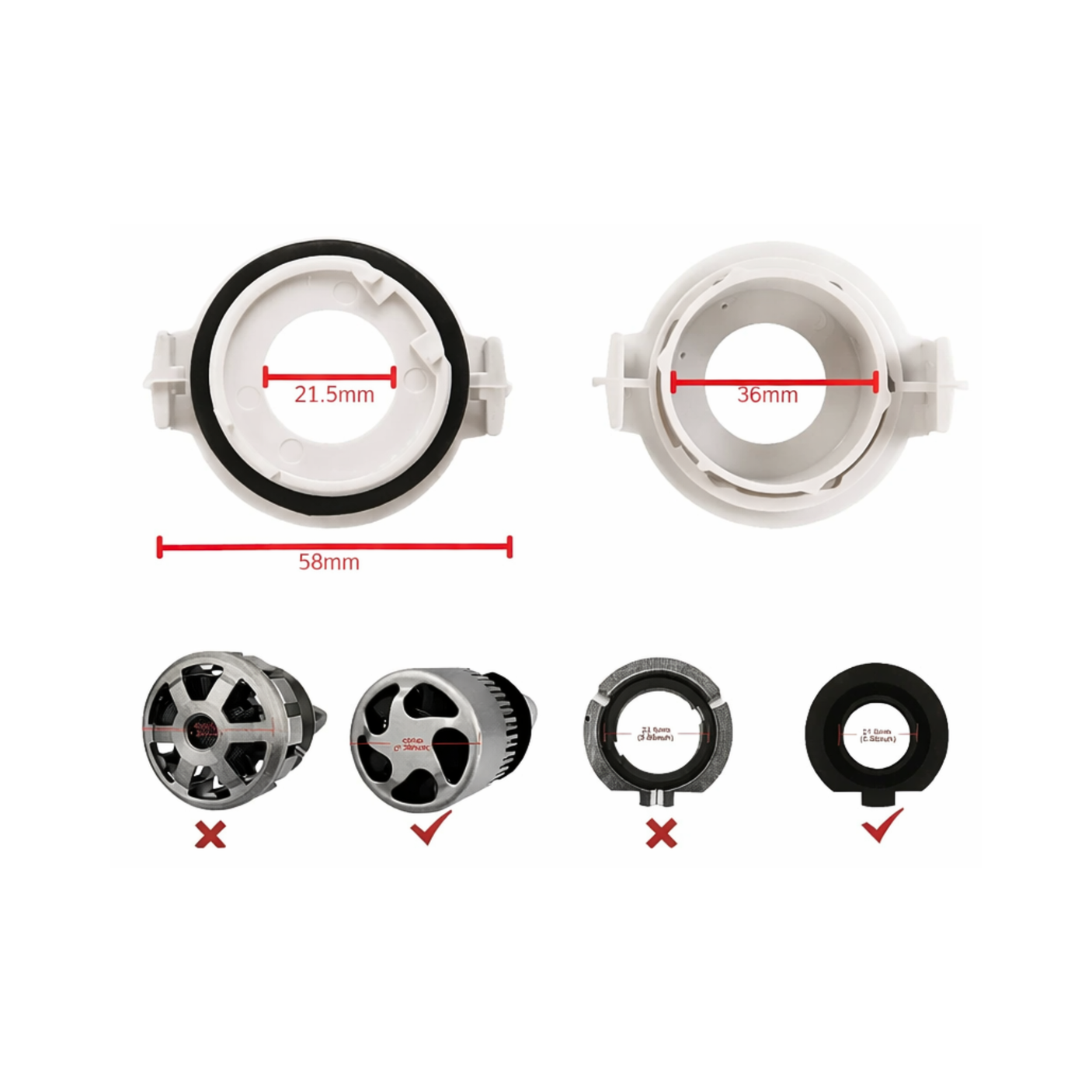 Set 2 adaptori H7 BMW E46 Seria 3 pentru becuri LED xenon