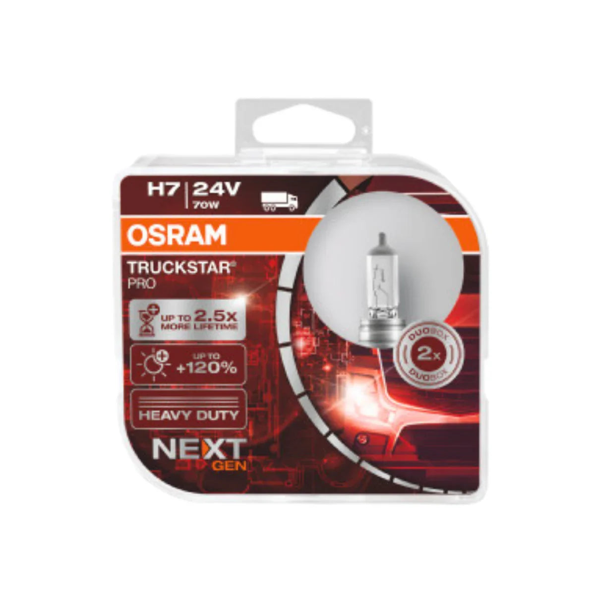Set 2 becuri camion 24v h7 70 w truckstar pro +120% nextgen osram