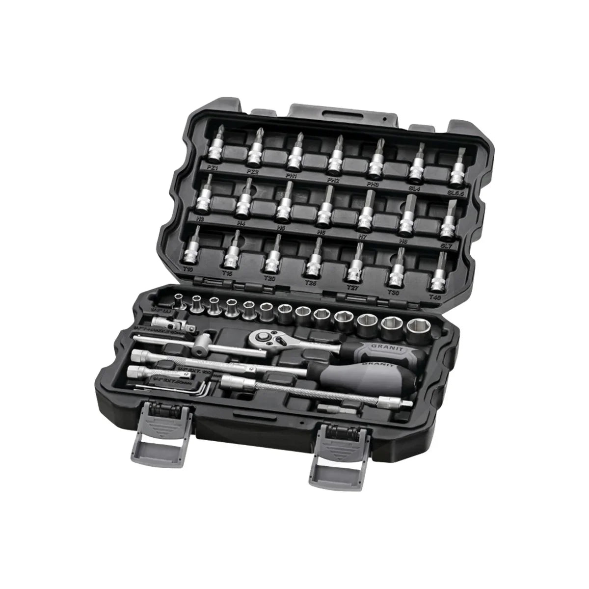 Set chei tubulare, 1/4" 45 buc., metric GRANIT BLACK EDITION 7301004