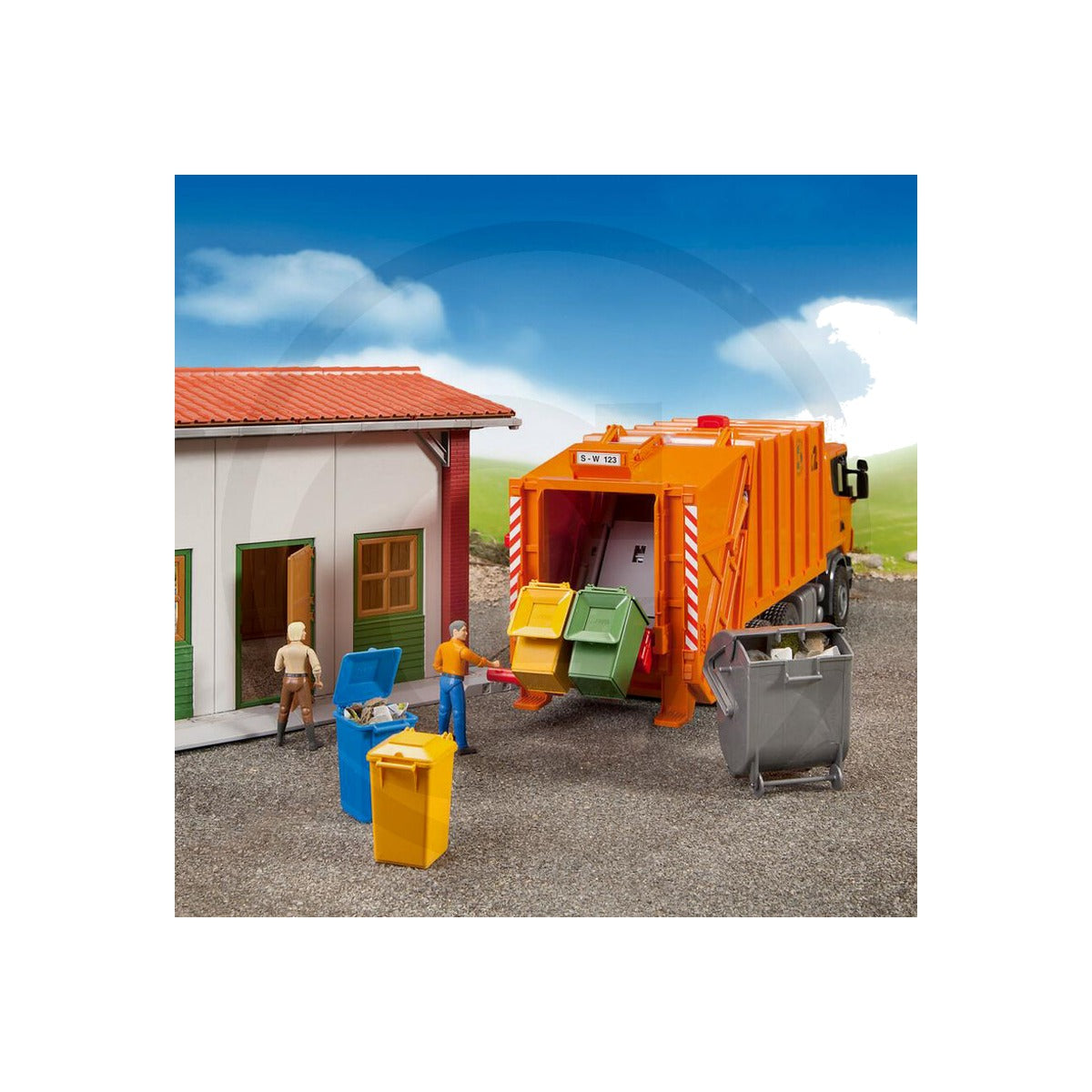 Set de pubele de gunoi, 1 mare si 3 mici, scara 1:16 Bruder 02607 – imagine 2