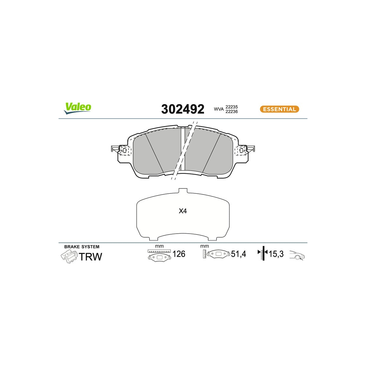 Set placute frana fata-nou 13-309-400 Valeo 302492