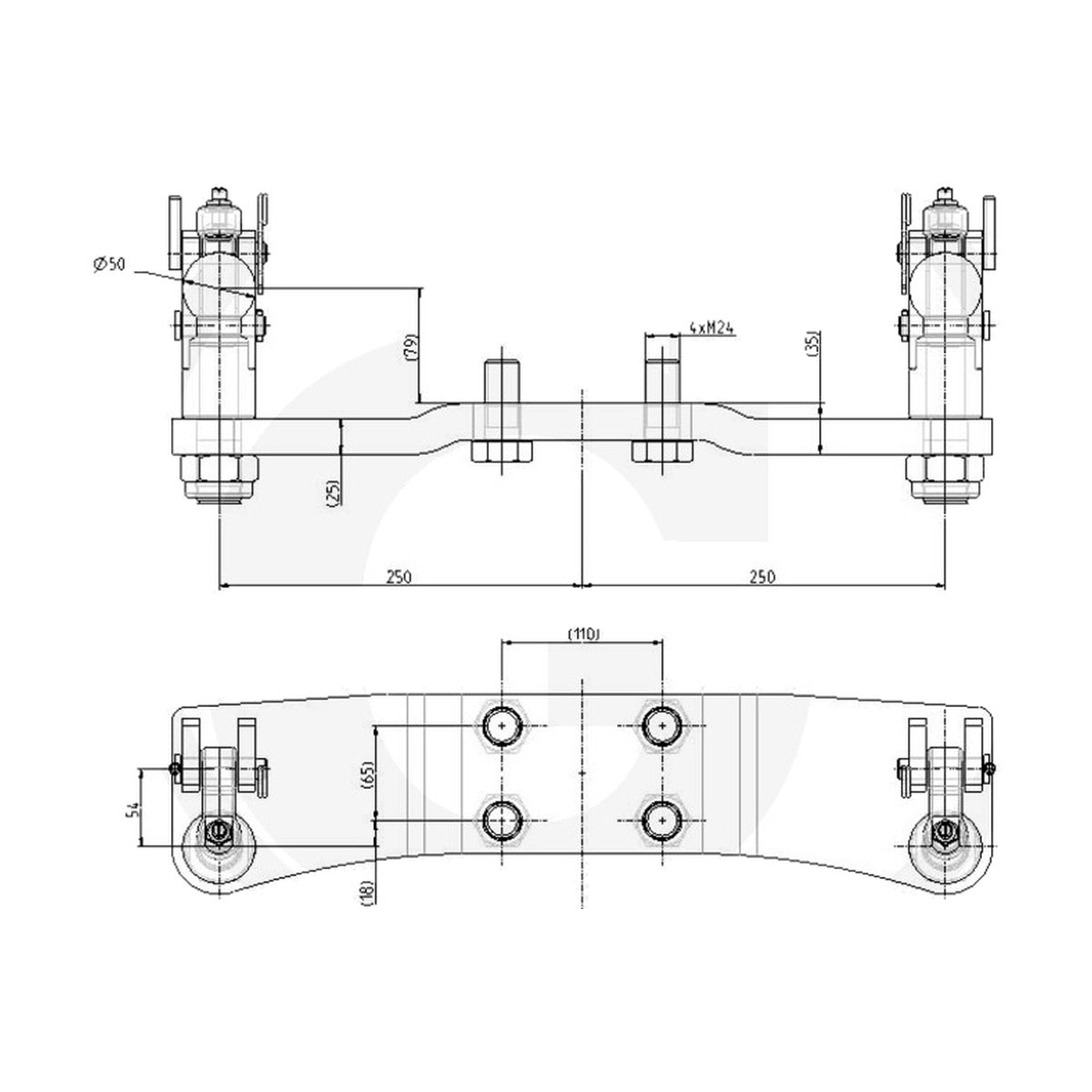 Schita dimensiuni Sistem de directie cu manivela in jos compatibil John Deere SAUERMANN 711608911