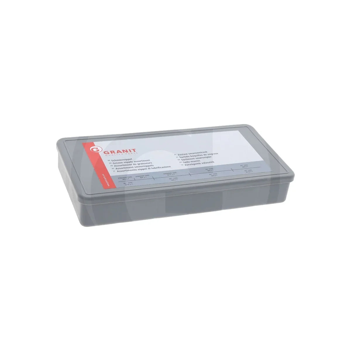 Sortiment nipluri de lubrifiere 110 piese, in cutie din plastic rezistent GRANIT 50099017 – imagine 3