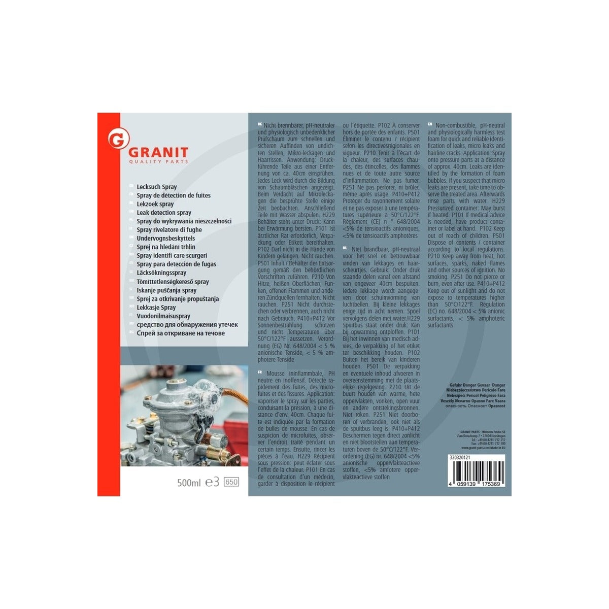 Spray detectare scurgeri, 500ml GRANIT 320320121 – imagine 2