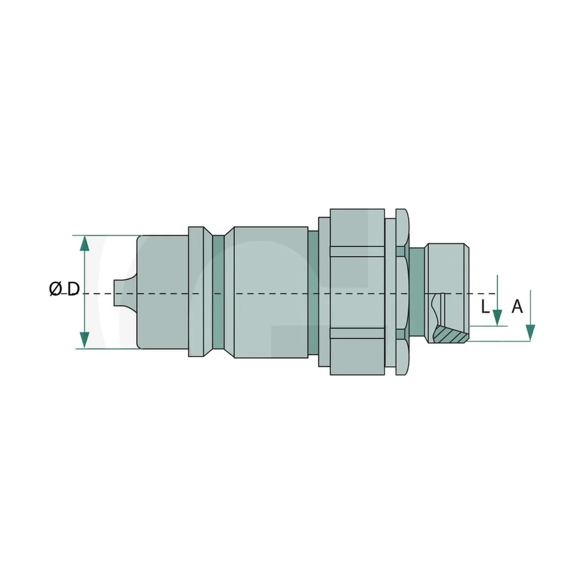 Schita dimensiuni Stecher de cuplare KS 10L (M16x1,5) DN12-BG3 compatibil Saphir GRANIT 81511044