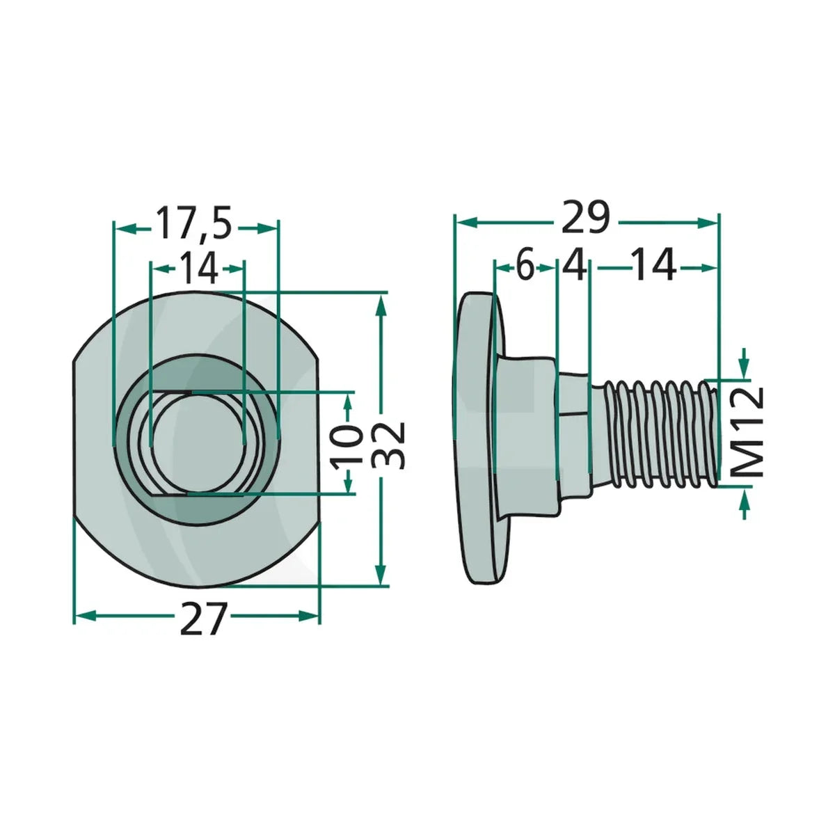 Schita dimensiuni Surub pentru lama Complet cu piulita GRANIT 525143229.0/25