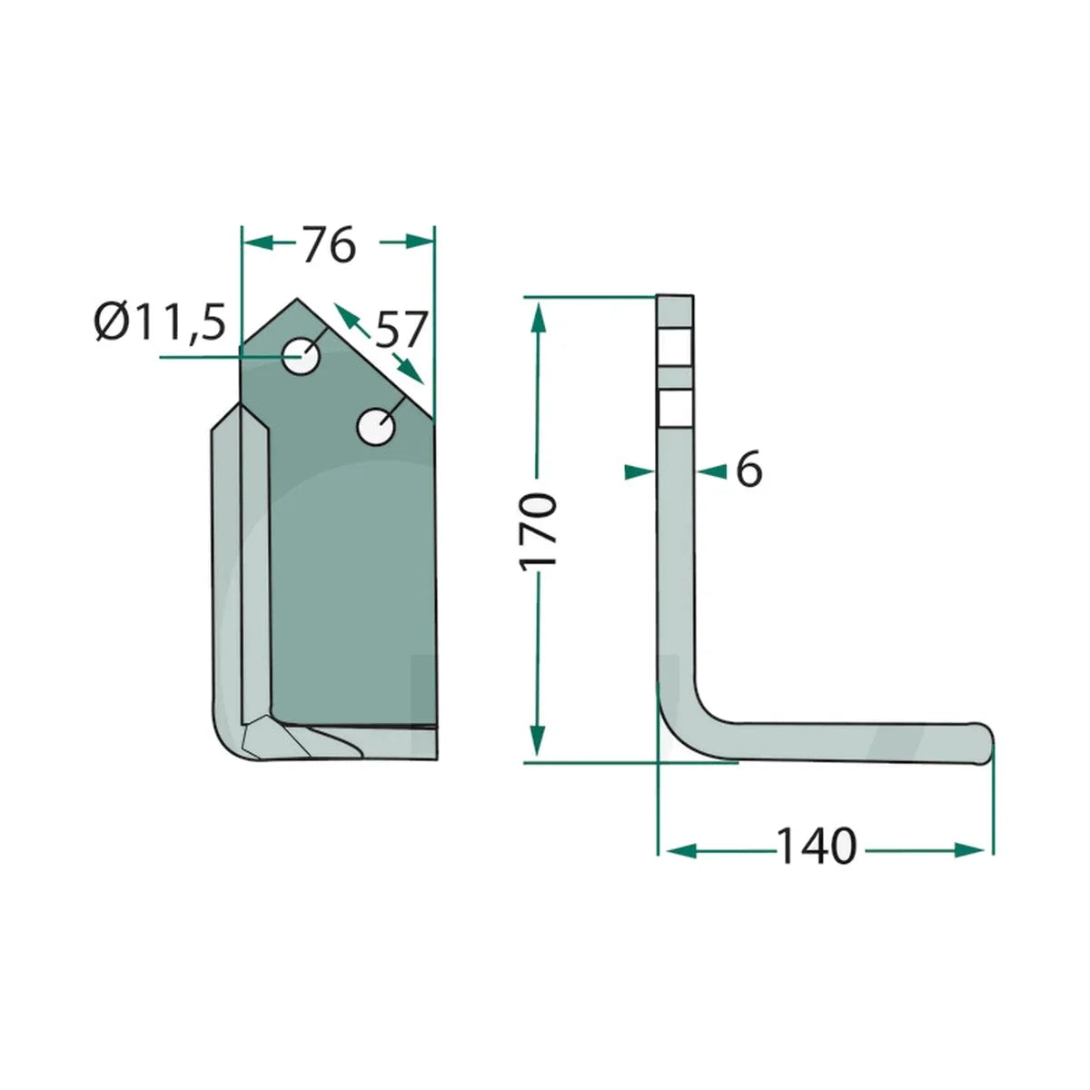 Schita dimensiuni Vinclu dreapta compatibil Howard GRANIT 180HOW-02R