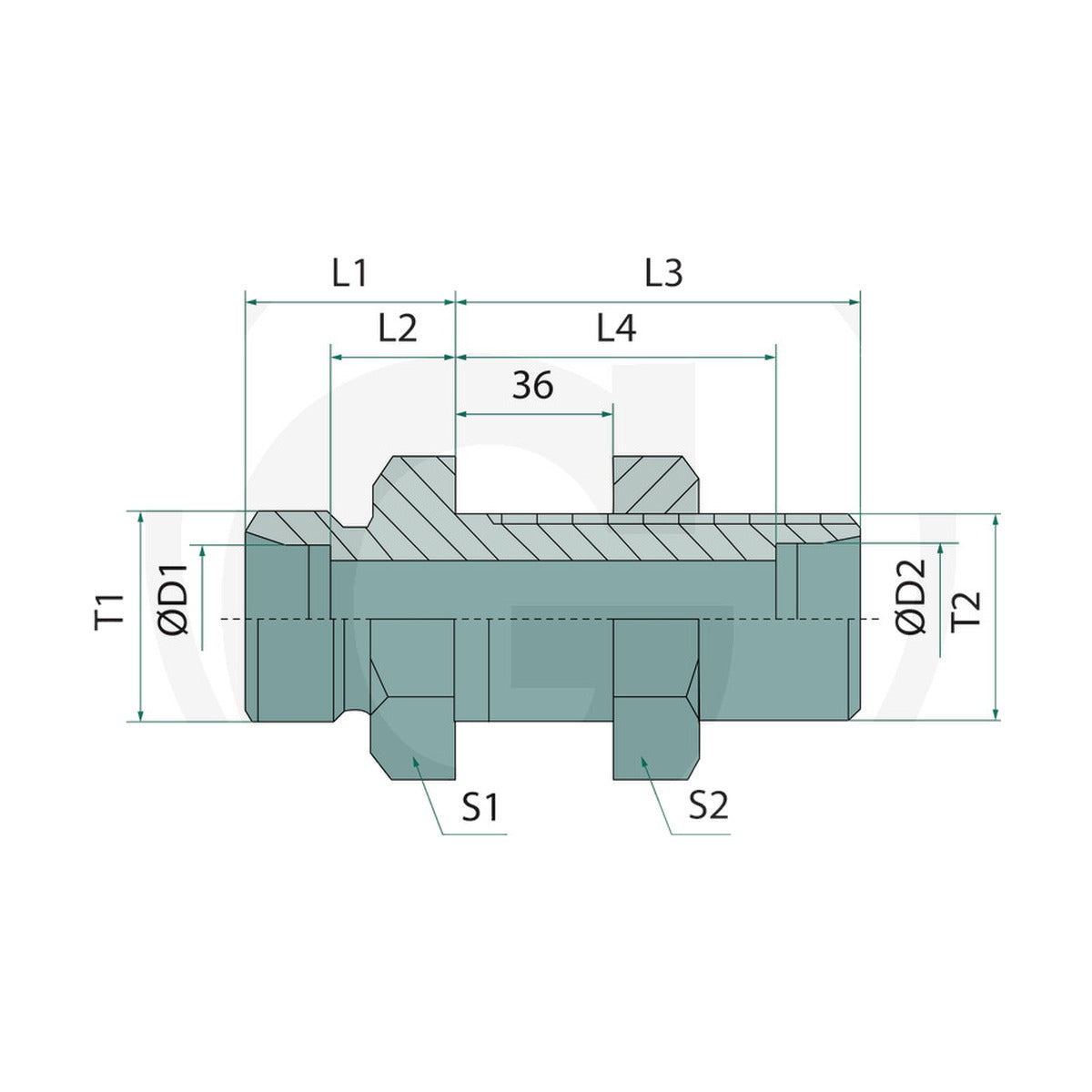 Schita dimensiuni X-GSV 10 L ohne Überwurfmutter und Schneidring GRANIT 87003537