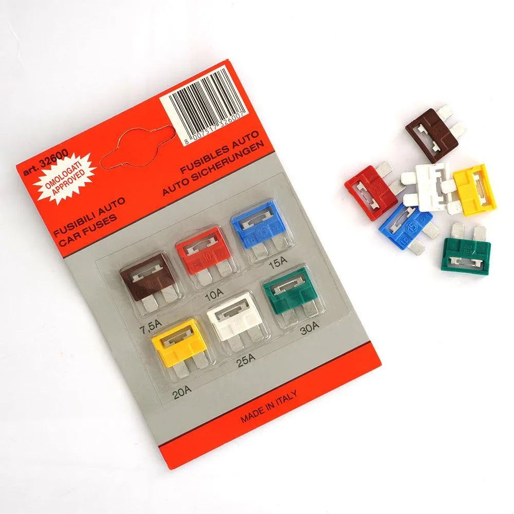 Blister cu 6 sigurante fuzibile 7.5/ 10/ 15/ 20/ 25/ 30 a cod culoare
