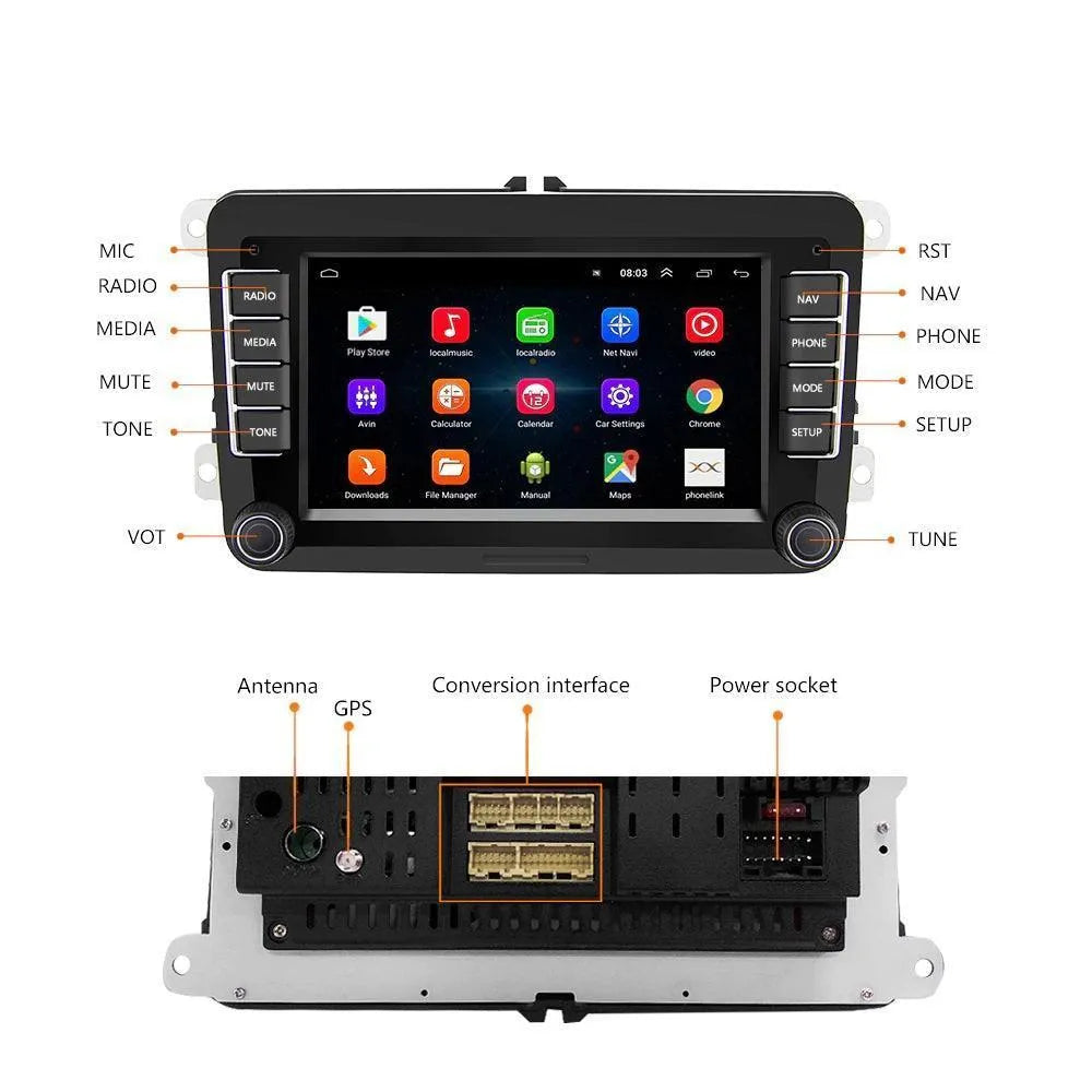 Navigatie auto Android 8.1 display 7” inch 1gb VW Passat Golf Touran