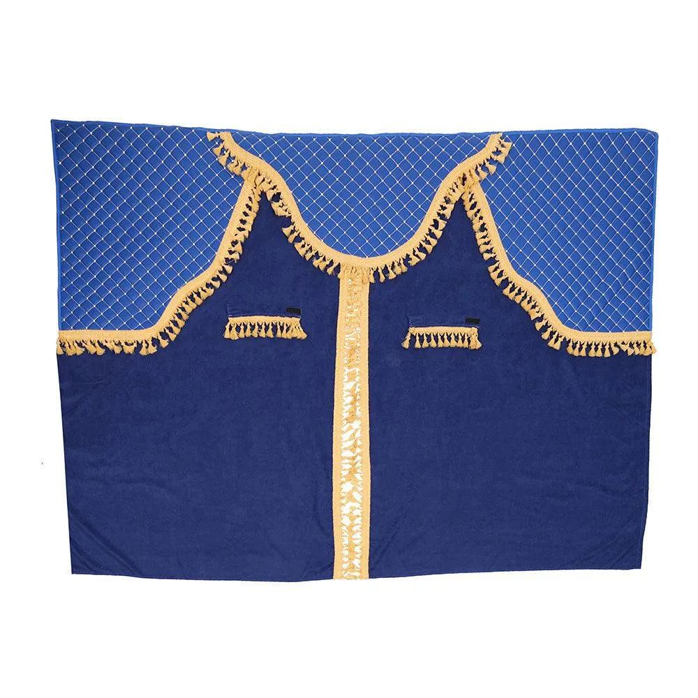 Set perdele cabina camion, universale, velur, albastru-auriu