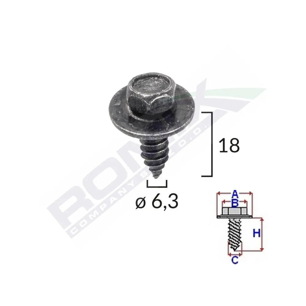 Surub cu cap hexagonal cu diametru 6.2 mm set 10 buc