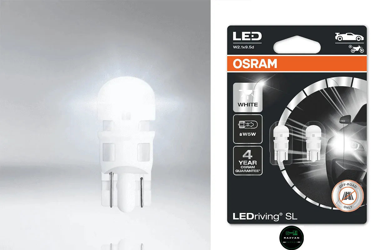 OSRAM LED car bulb W5W white, twin pack, automotive lighting accessory
