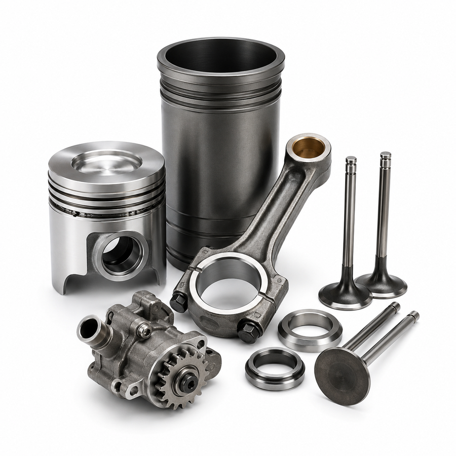 Piese motor agricole pe fundal alb