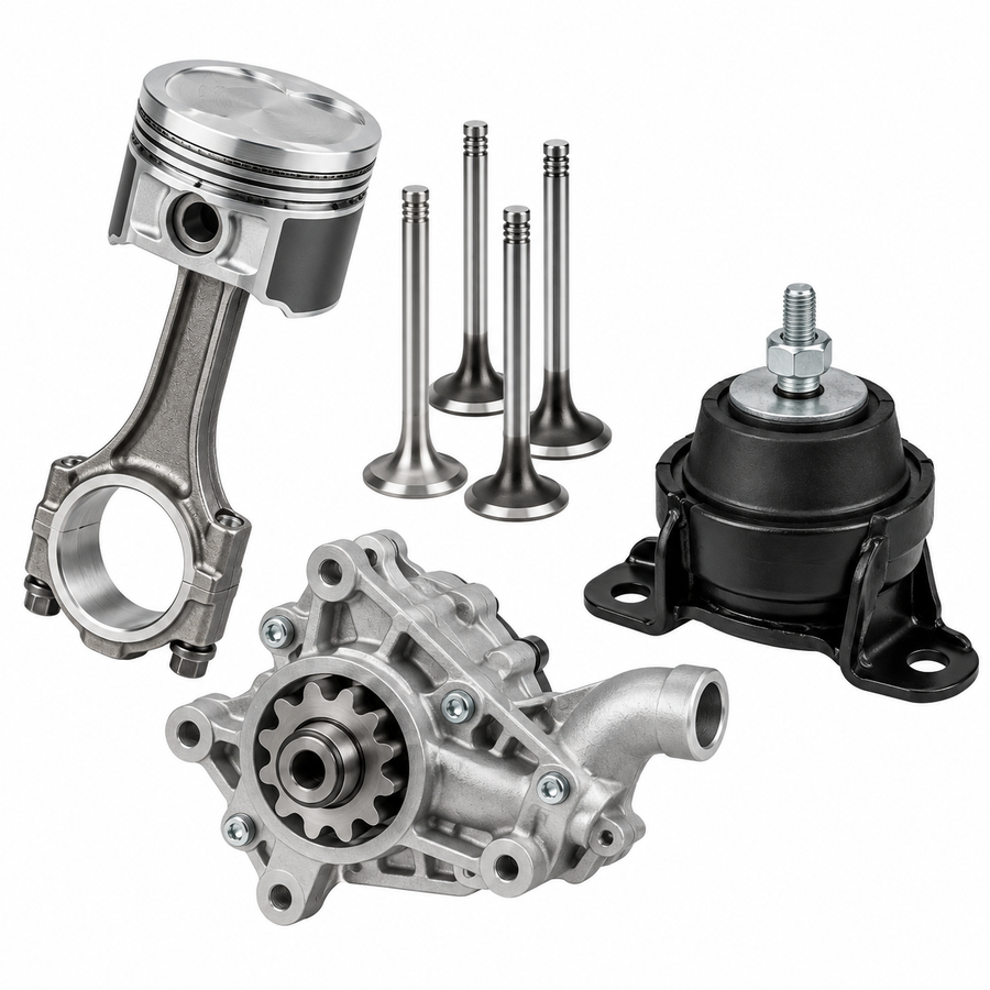 Piese motor auto pe fundal alb