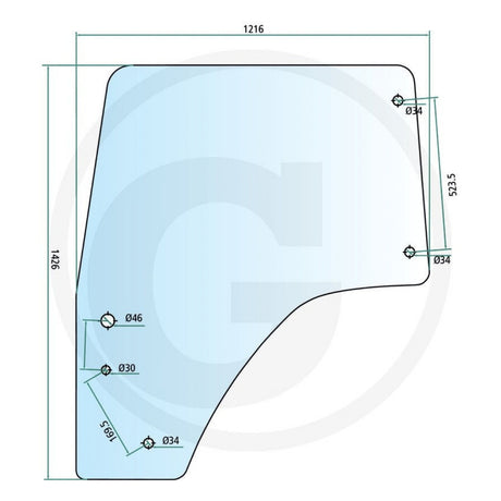 Schita dimensionala geam usa dreapta GRANIT 65004116 Deutz-Fahr SAME Lamborghini Hurlimann