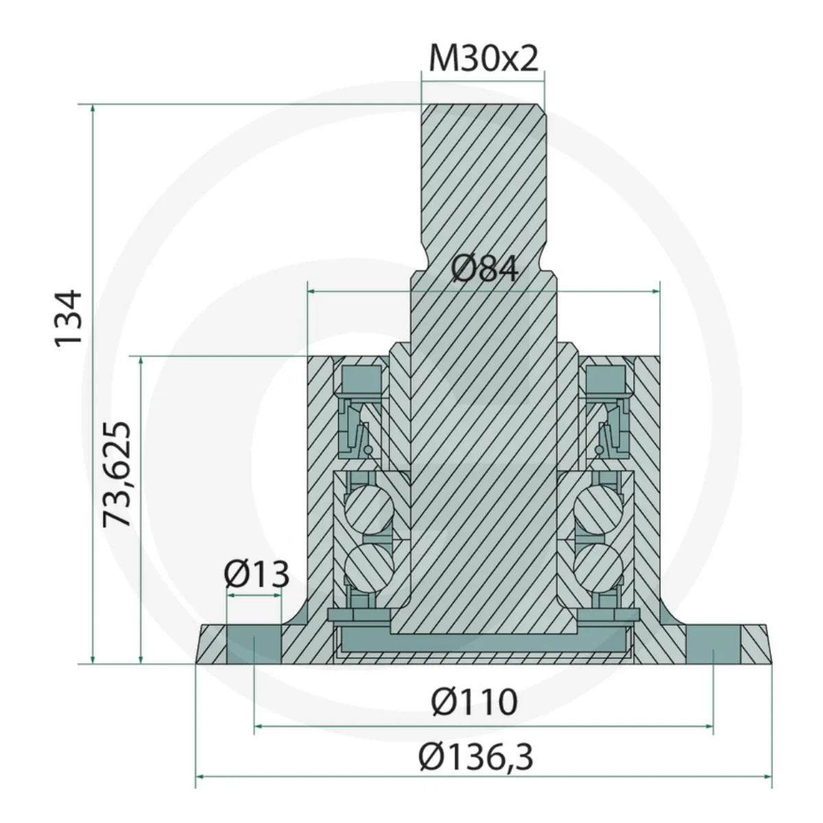 Lagar taler M30x2 cu flansa 4 gauri compatibil Pöttinger Terradisc GRANIT 1805400026 – imagine 2