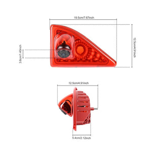 Dimensiuni lampa stop frana cu camera Renault Master III: 19,5 x 12,5 cm, adancime 12,5 cm