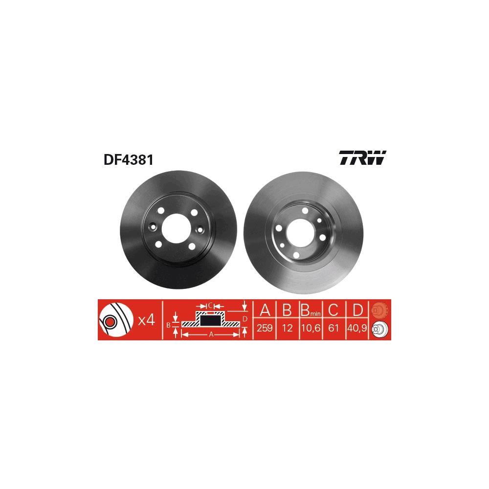 Disc frana neventilat fata 259X12 TRW DF4381