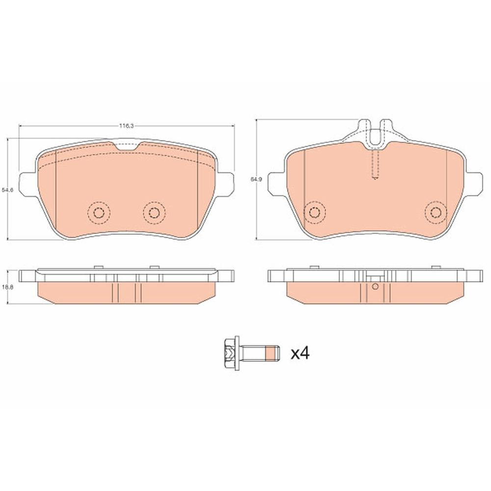 Set placute frana fata TRW GDB2014