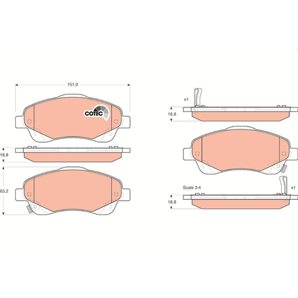 Set placute frana fata TRW GDB3336