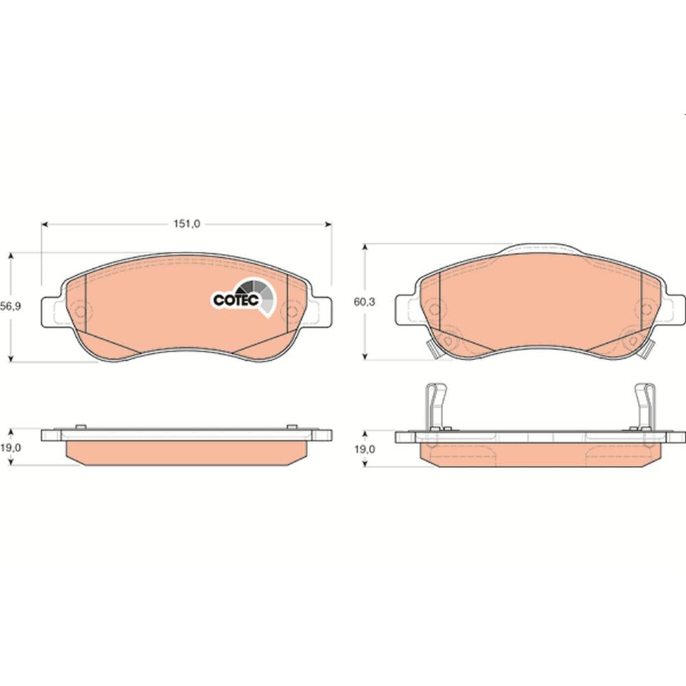Set placute frana fata TRW GDB3445