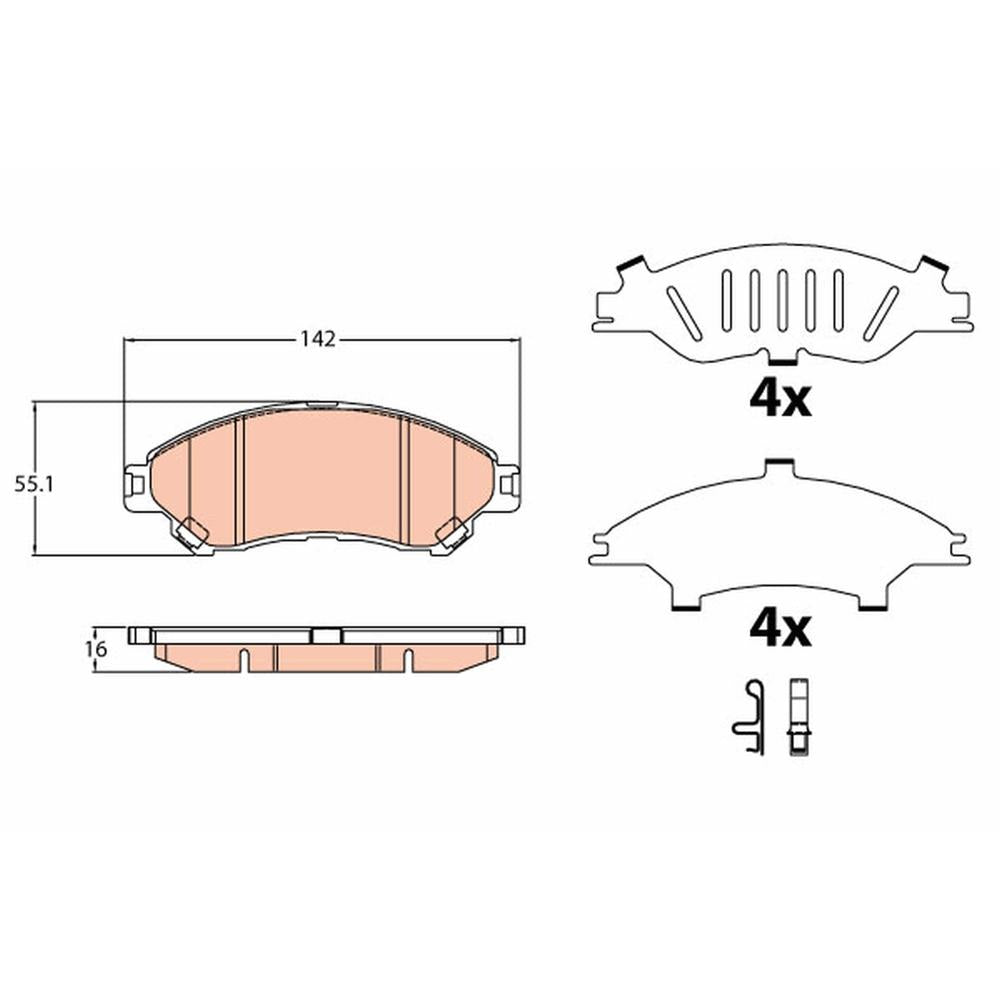 Set placute frana fata TRW GDB3633