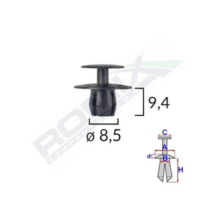 Clips fixare pentru bmw/mercedes/peugeot 8.5X9.4MM - negru set 10 buc Romix C30014 – imagine 2