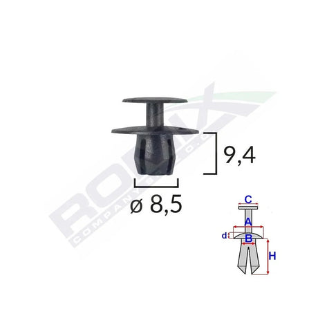 Clips fixare pentru bmw/mercedes/peugeot 8.5X9.4MM - negru set 10 buc Romix C30014 – imagine 2