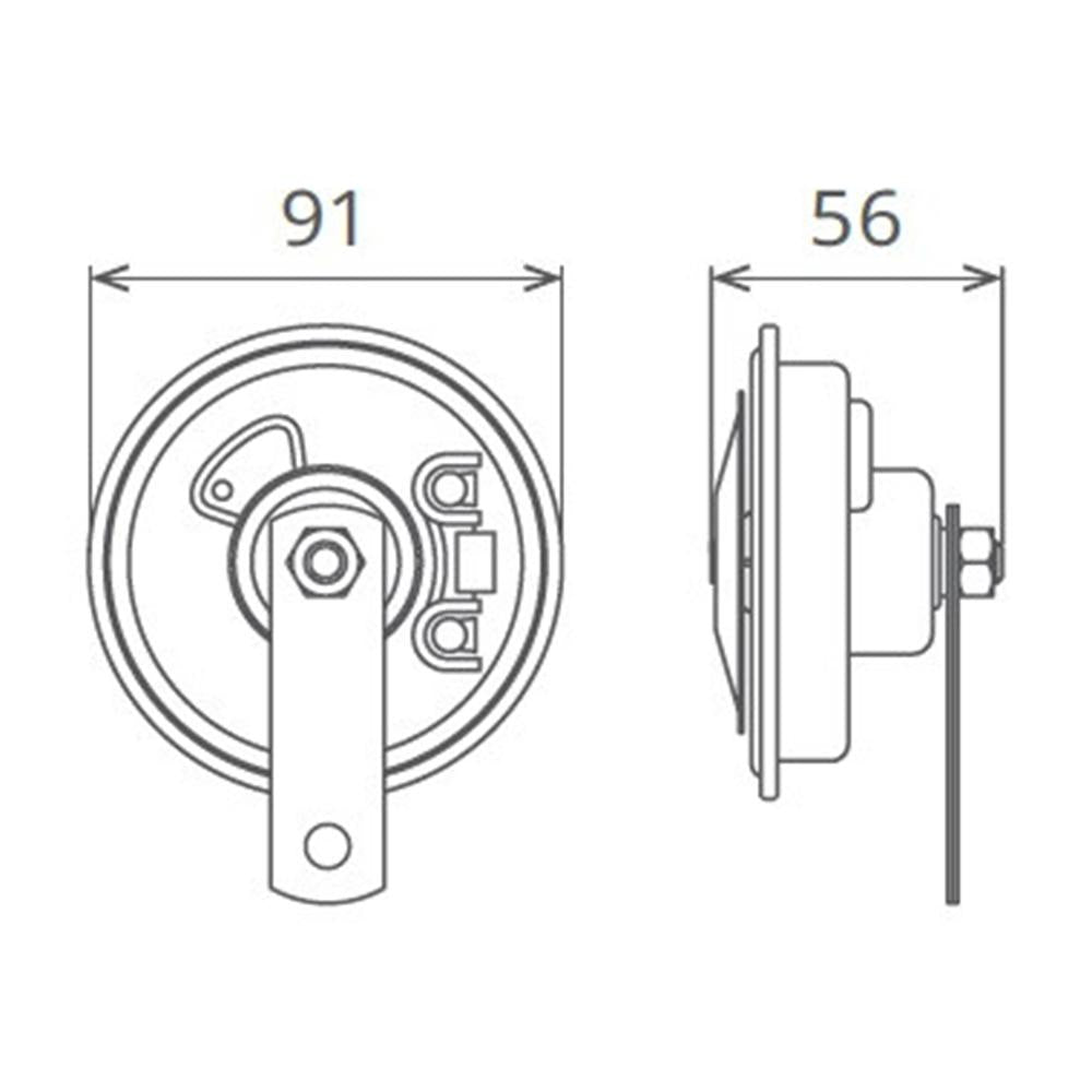 Claxon electromagnetic, tip disc, 24V 3A ton jos Seger 50FK24.100.02K