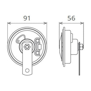 Claxon electromagnetic, tip disc, 24V 3A ton jos Seger 50FK24.100.02K