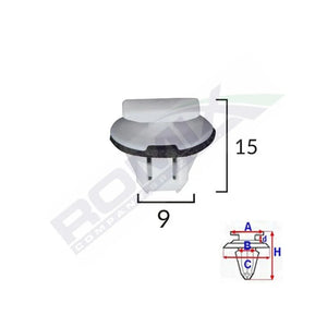 Clips fixare bara protectie pentru Nissan 9X15MM alb set 5 buc Romix C70139 – imagine 2