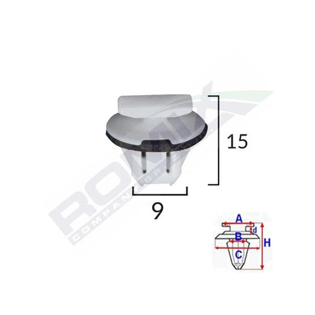 Clips fixare bara protectie pentru Nissan 9X15MM alb set 5 buc Romix C70139 – imagine 2
