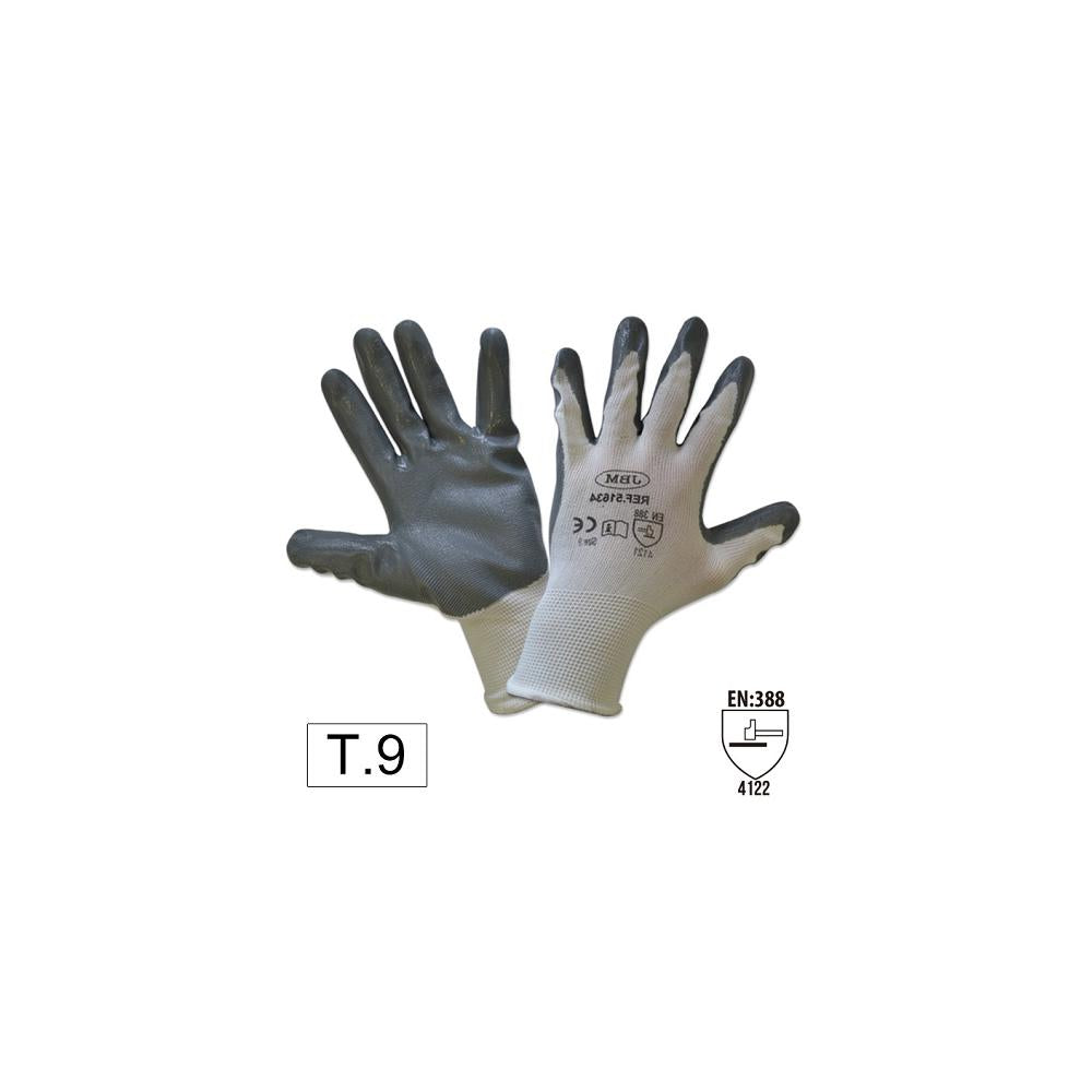 Manusi de lucru cu palma intarita de nitril T.9 Jbm 51634