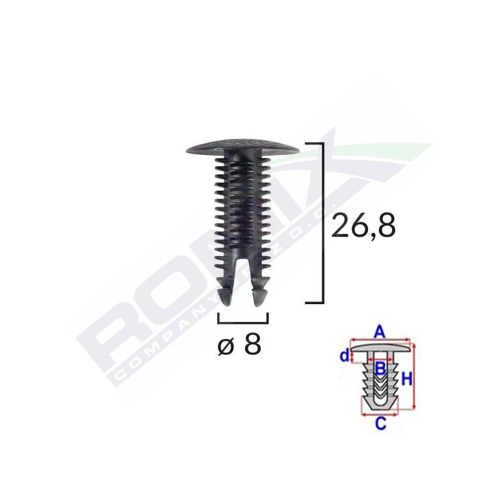 Clips tapiterie pentru fiat/lancia/alfa Romeo - negru set 10 buc Romix 10404