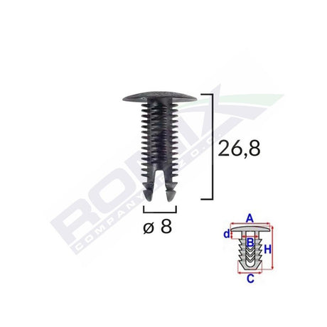 Clips tapiterie pentru fiat/lancia/alfa Romeo - negru set 10 buc Romix 10404