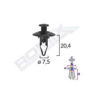 Clips fixare pentru Mitsubishi 7.5X20.4MM - negru set 10 buc Romix C10026