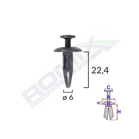 Clips fixare pentru bmw/gm 6X22.4MM - negru set 10 buc Romix B22046