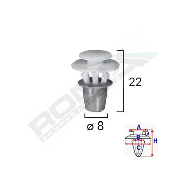Clips fixare elemente exterioare pentru Seat Vw 8X22MM - alb set 10 buc Romix A81056