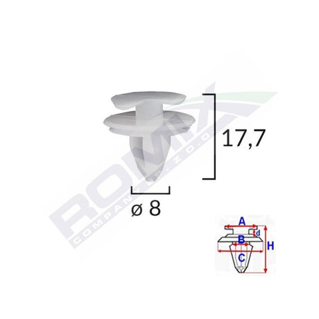 Clips tapiterie pentru fiat/lancia/alfa romeo/renault - alb set 25 buc Romix 11009