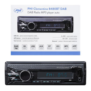 Radio MP3 player auto dab si rds Pni clementine 8480BT 4X45W, 12/24V, cu sd, USB, aux, rca, bluetooth si USB 1.5A PNI-8480BT