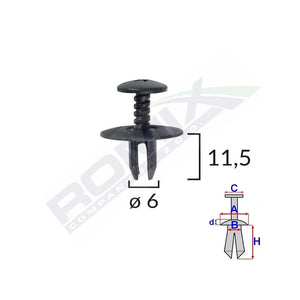 Clips fixare pentru Bmw Mini 6X11.5MM - negru set 10 buc Romix C10130 – imagine 2