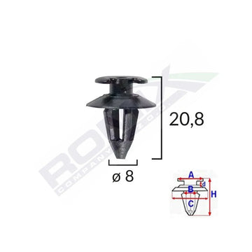 Clips tapiterie pentru audi/bmw/seat/vw 8X20.8MM - negru set 10 buc Romix A12954