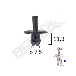 Clips fixare pentru Alfa romeo/fiat 7.5X11.3MM - negru set 10 buc Romix A16860 – imagine 2