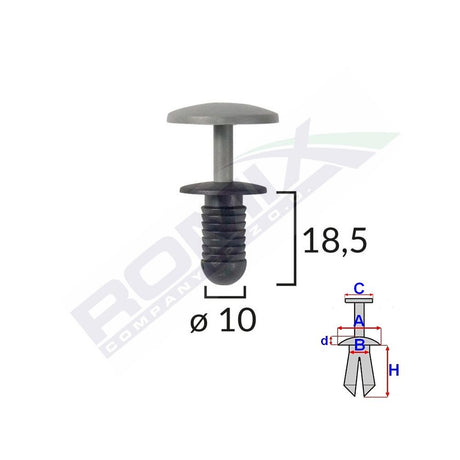 Clips fixare pentru Ford - 10X18.5MM - negru set 10 buc Romix 60121