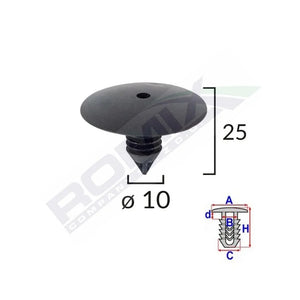 Clips fixare elemente roata pentru Renault 10X25MM - negru set 10 buc Romix A18000 – imagine 2