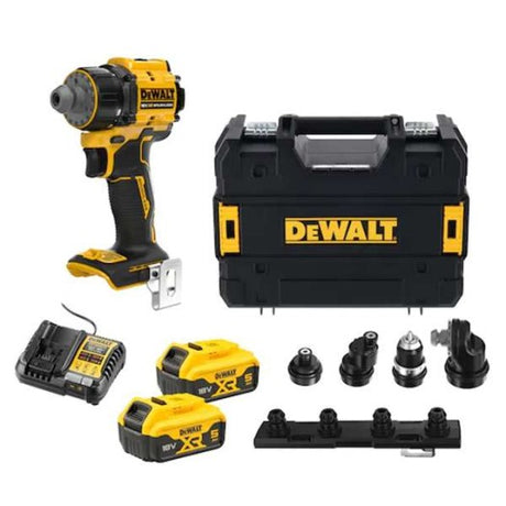 Mașină de găurit și înșurubat 18V, cu 4 atașamente, 18 V, 5 Ah, 73 Nm, valiza speciala, accesorii Dewalt DCD803P2TQW