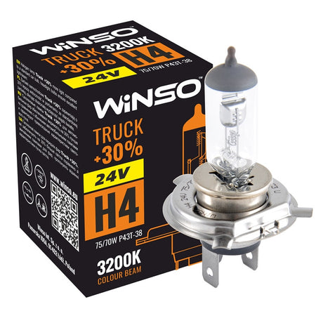 Bec Halogen Winso Truck +30% H4 - 24V, 75/70W P43t-38 ● 3200K 724400