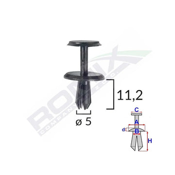 Clips fixare pentru Mercedes 5X11.2MM - negru set 10 buc Romix A82009