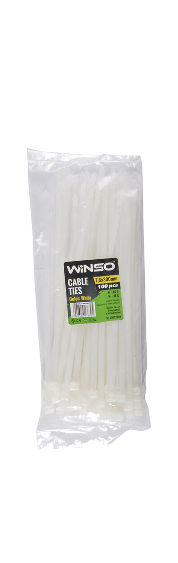 Coliere plastic 7,6x300 Alb - Set 100 buc Winso 176300